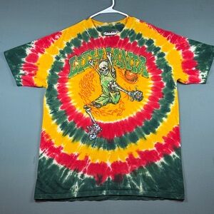 Grateful Dead Liquid Blue 1996 Tie-Dye Lithuania Basketball Skeleton Tee